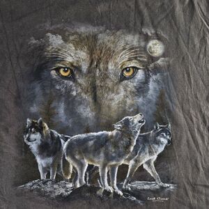 Gildan Lost Creek Outfitters Wolf Pack Mens‎ Large Brown Short Sleeve T-Shirt
